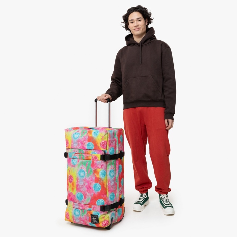 Eastpak Travel-Reisetasche Transit'r L Fluo Clouds (121 Liter) mit Rollen bunt